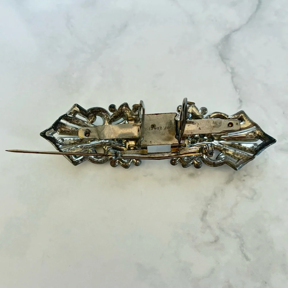 Duette Double Clip Art Deco Rhinestone Brooch from the 1930s